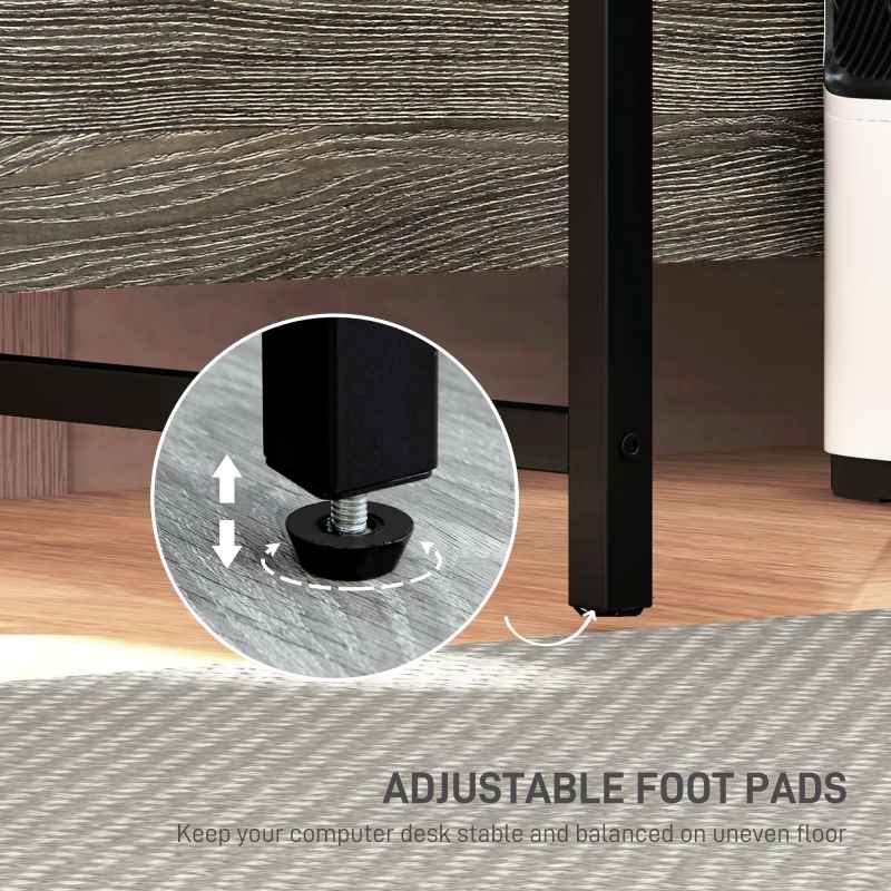 HOMCOM L Shaped Desk, Computer Desk with Liftable Desktop, Industrial Corner Desk with Drawer for A4/Letter Size, Home Office Desk with Monitor Stand for Home Office