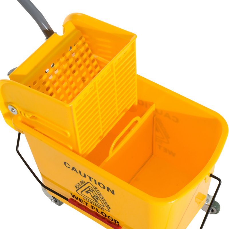 HOMCOM 20L Mop Bucket with Wringer and Handle, Mop Bucket on Wheels for Floor Cleaning, Separate Dirty and Clean Water