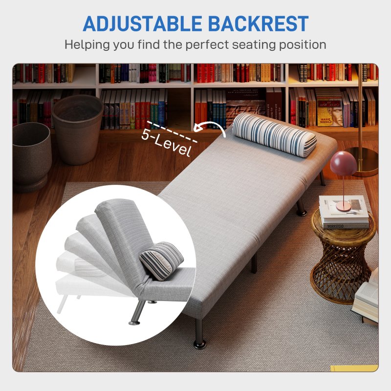 HOMCOM Single Sofa Bed, 1 Person Sleeper Foldable Lounge with Pillow