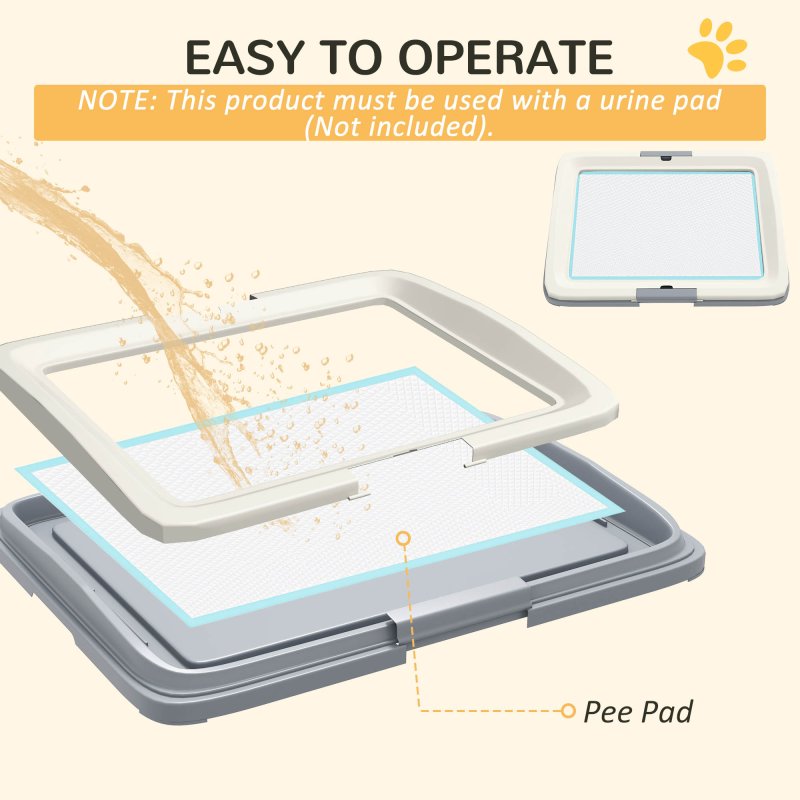 PawHut Dog Toilet Tray, Dog Litter Pee Pad Tray for Training Dogs, Dog Potty Tray Puppy Tray Pad Holder for Indoor, Balcony, Outdoor, 63 x 49 x 6cm