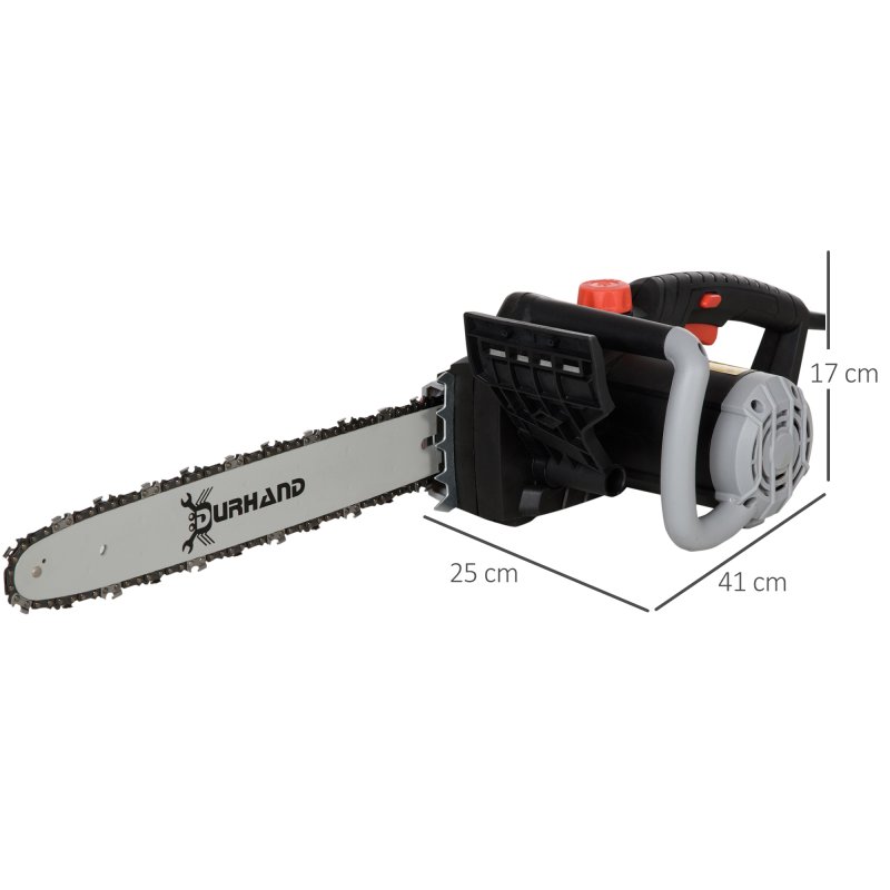 DURHAND 1600W Electric Chainsaw with 40cm Guide Bar, Power Saw to Cut Wood with Double Brake, Tool-Free Chain Tensioning and Chain