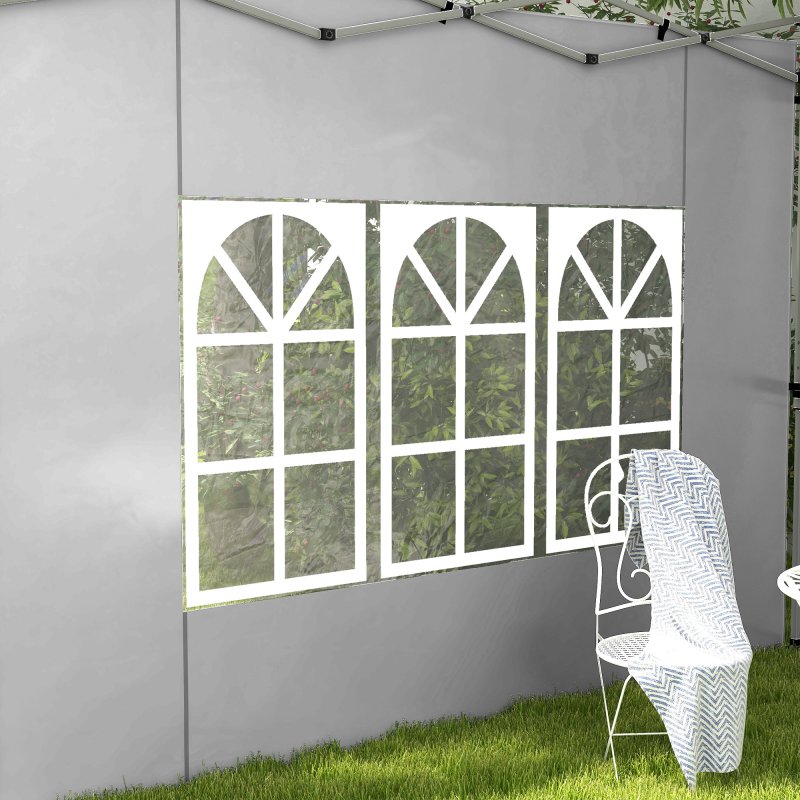 Outsunny Gazebo Side Panels with Window for 3x3(m) or 3x4m Pop Up Gazebo, 2 Pack Sides Replacement, Grey