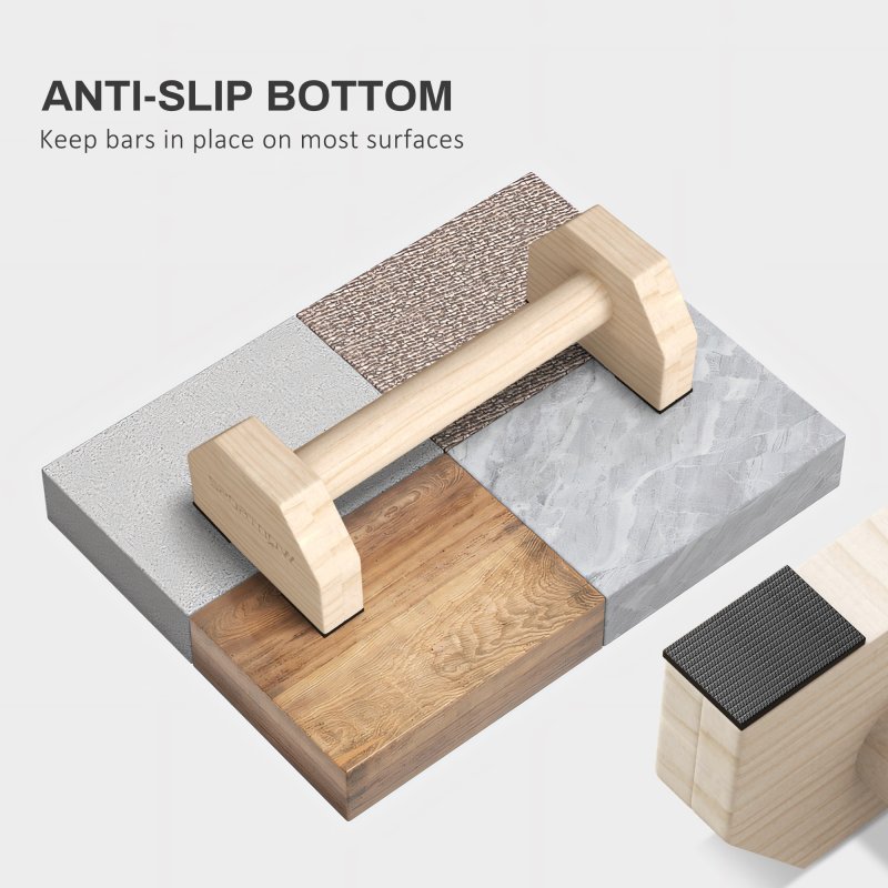 SPORTNOW Push up Handles, Wooden Parallettes Bars with Non-Slip Base, Calisthenics Equipment for Home, Gym, Fitness, Exercise