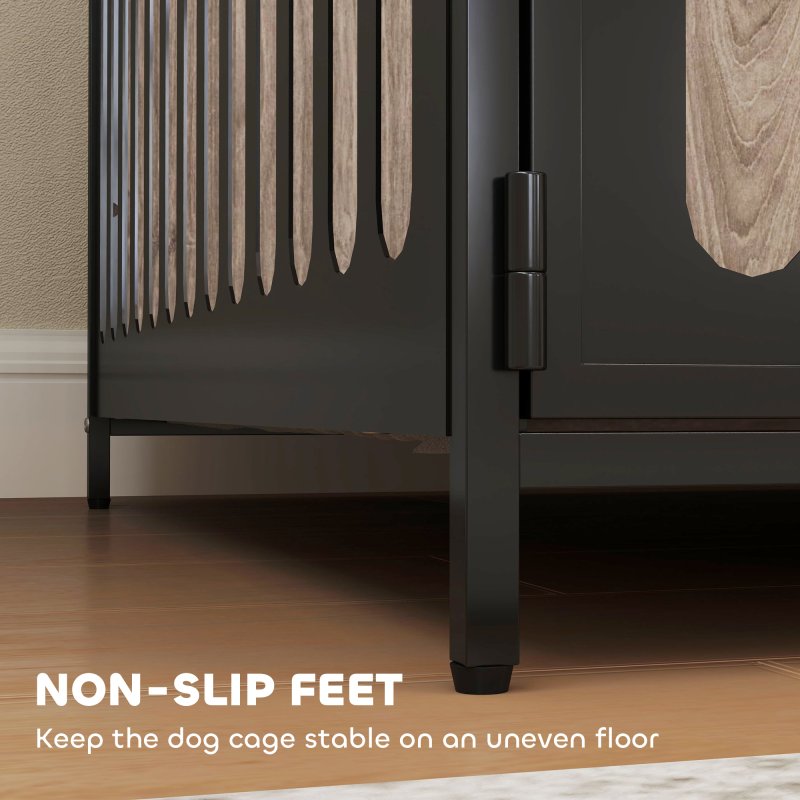 PawHut Dog Crate Furniture, Dog Cage Side End Table Indoor with Anti-Chew Resistant Mesh, Anti-Escape Door, for Extra Large Dogs, 118 x 80 x 92 cm, Walnut Brown