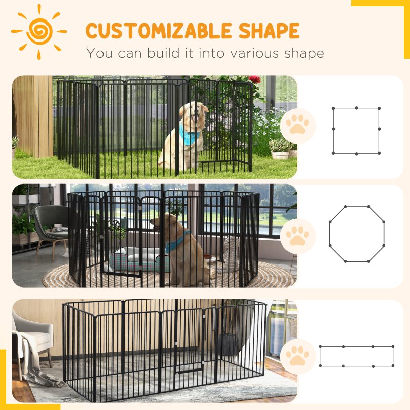 PawHut Heavy Duty Dog Playpen, 8 Panels Dog Pen, 100cm Height Pet Playpen Exercise Pen, with Door, for Small and Medium, Large Dogs