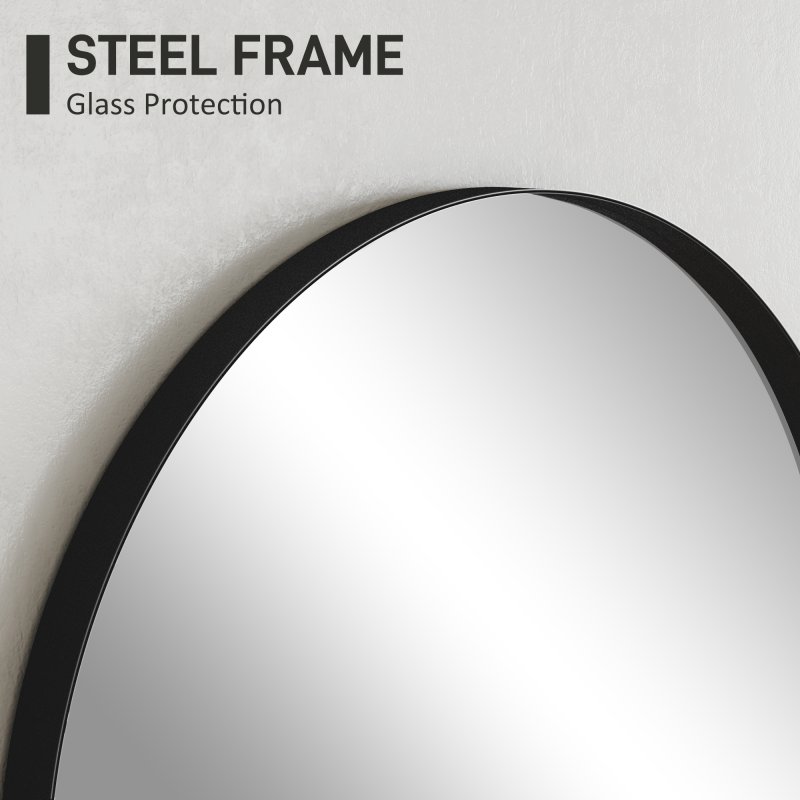 HOMCOM Arch Bathroom Mirror, 50 x 70cm Steel Framed Wall Mirror, Decorative Mirror for Bedroom, Living Room, Entryway