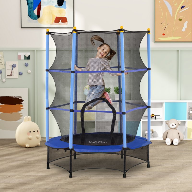 HOMCOM 4.6FT Kids Trampoline with Safety Enclosure, 55