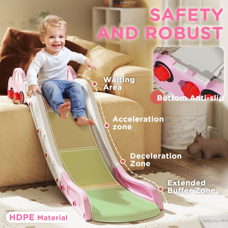 AIYAPLAY Kids Slide, Indoor Toddler Sofa Slide with Extended Length for Bed, Stairs, Easy to Assemble and Store, Pink