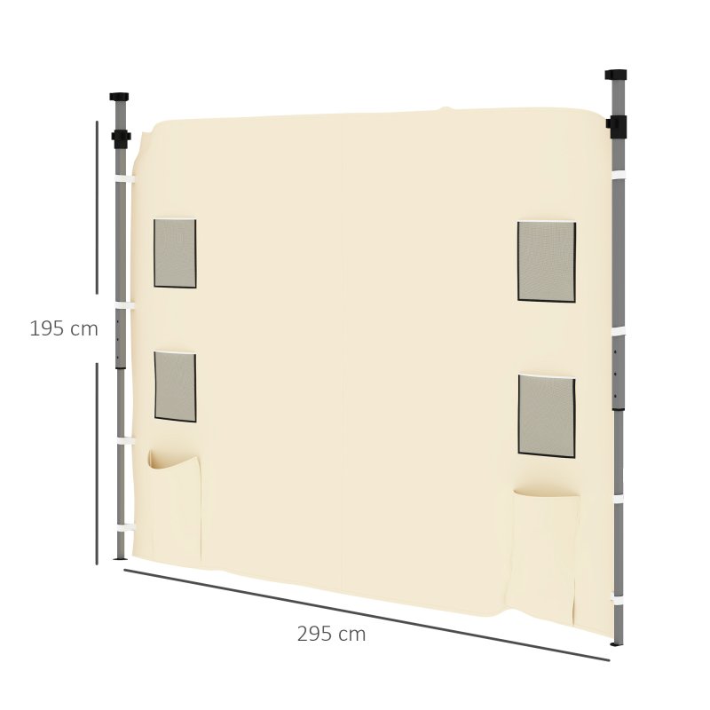 Outsunny Gazebo Side Panel, Canopy Sidewall Panel with 4 Mesh Bags and 2 Storage Pockets for 3 x 3 m Straight Leg Pop Up Gazebos, 1 Pack Sidewall Only, Beige