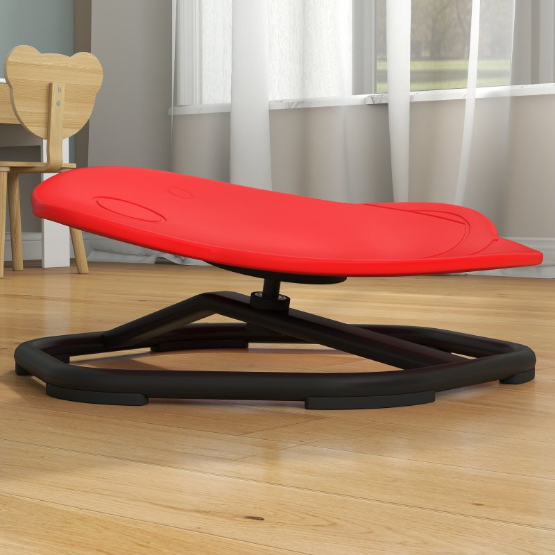 AIYAPLAY Sensory Spinning Chair for Kids, Planet-Shaped Swivel Chair for Balance and Coordination Training, Multi-Position Spinning Seat with Non-Slip Base, Red