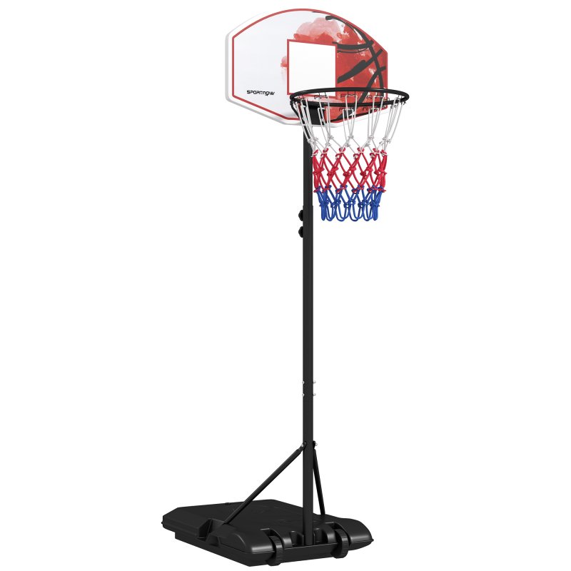 SPORTNOW Height Adjustable Basketball Hoop and Stand, Free Standing Basketball Stand Net Set System w/ Wheels, Enlarged Base, PE Backboard, 179-209cm