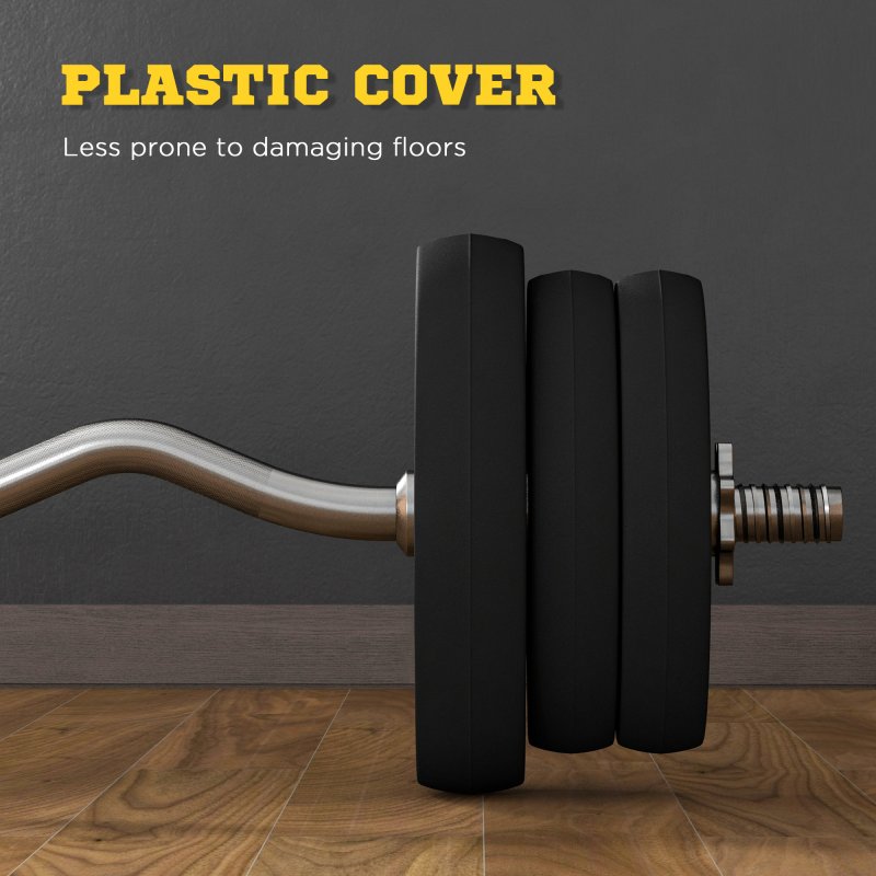 SPORTNOW 25kg Barbell Weights Set, Adjustable Gym Weights up to 80kg with 4ft Curl Bar and Non-slip Handle for Home Gym, Exercise, Weight Strength Training