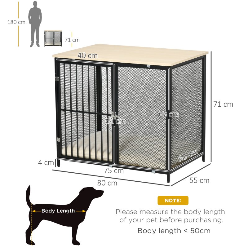 PawHut Dog Crate Furniture Side End Table Indoor Dog Kennel w/ Soft Washable Cushion, Wire Mesh, for Small and Medium Dogs