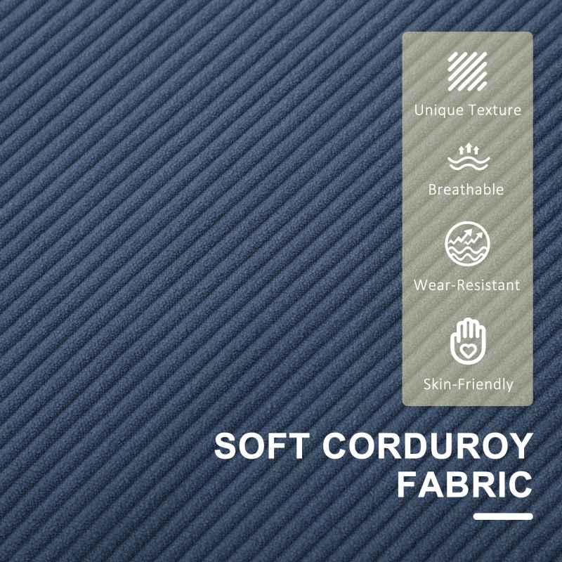 HOMCOM 2 Seater Sofa with Storage, Compact Loveseat Sofa with Solid Wood Legs, Corduroy Small sofa Settee for Living Room, Bedroom, Home Office, 117 x 63 x 79cm, Blue