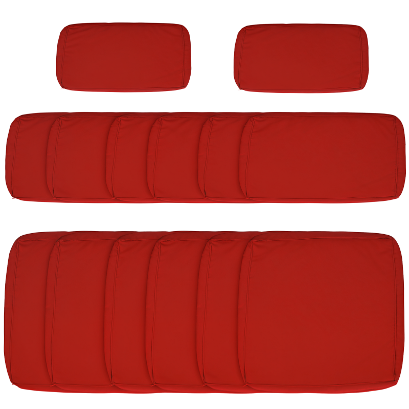 Outsunny Replacement Cushion Covers for Garden Sofa Set, Garden Rattan Sofa Cushion Polyester Cover Replacement Outdoor - No Cushion Included, Red