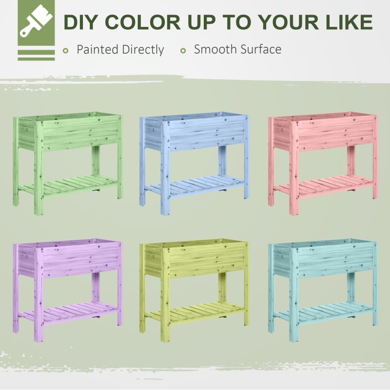 Outsunny Wooden Raised Garden Bed Plant Stand Outdoor Tall Flower Bed Box with Clapboard, Nature Wood Color 100 x 40 x 84cm