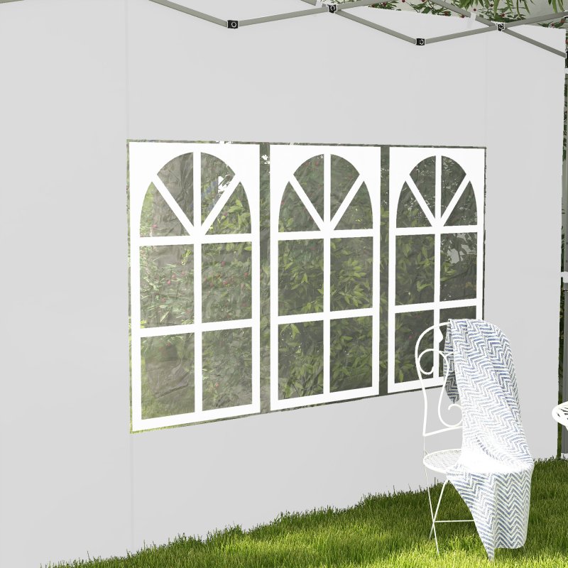Outsunny Gazebo Side Panels with Window for 3x3(m) or 3x4m Pop Up Gazebo, 2 Pack Sides Replacement, White