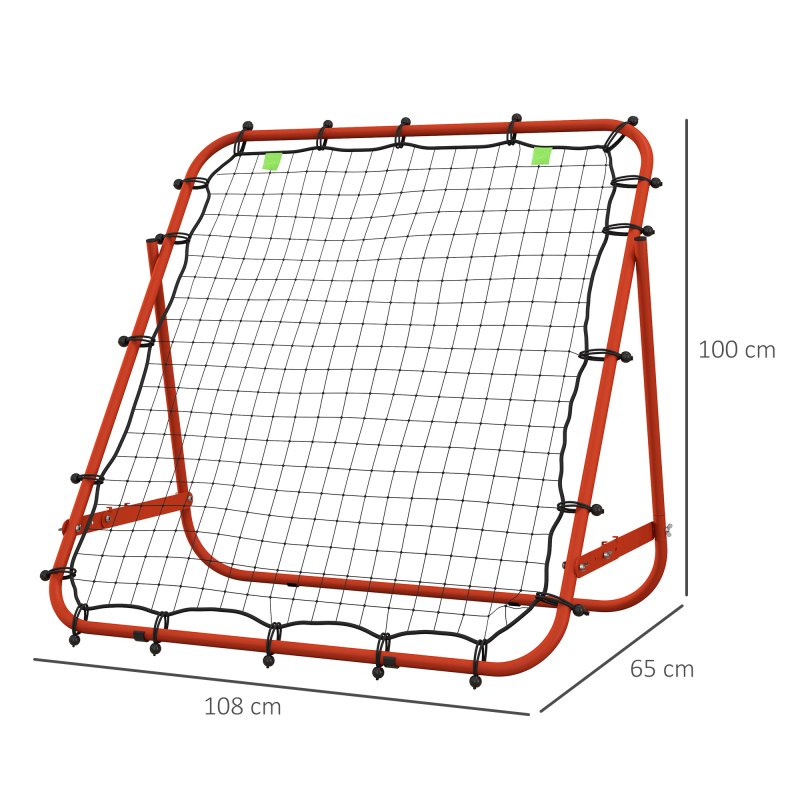 HOMCOM Football Rebounder Net, Adjustable Kickback Target Goal Teens Adults Training Aid for Multi-Sports Practise, Red