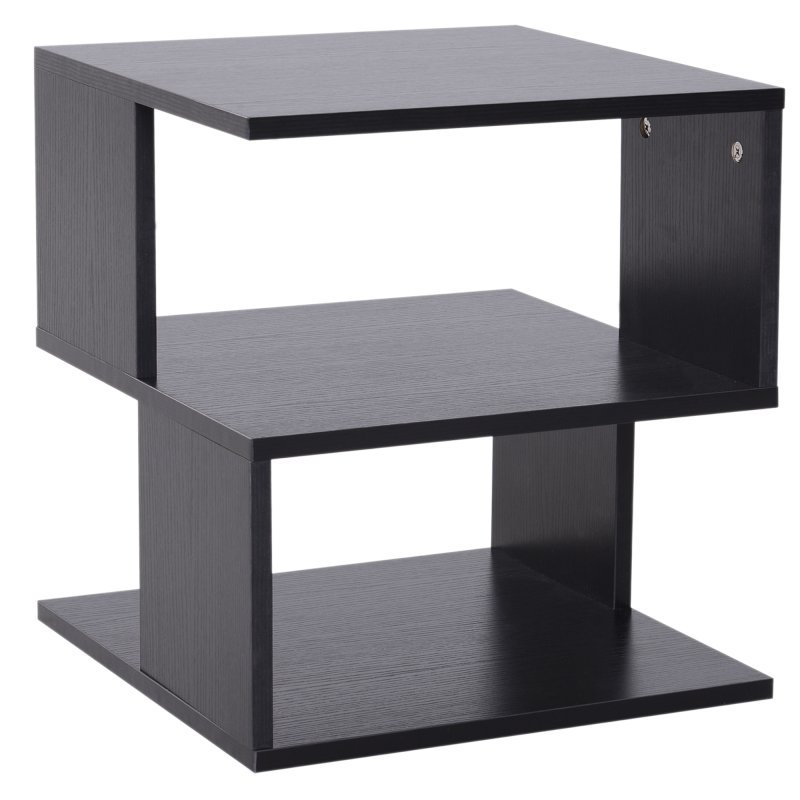 HOMCOM Side Table Square Coffee Table Modern End Table with 2 Tier Storage Shelves for Living Room, Bedroom
