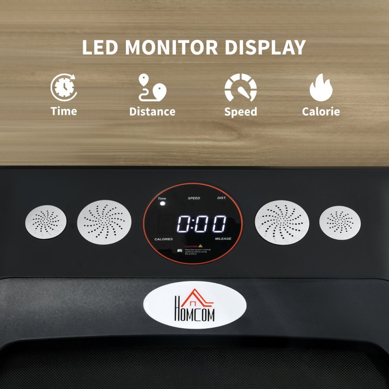 HOMCOM Walking Pad Treadmill, Folding Treadmill for Home, 1-8km/h Under Desk Running Machine with Low Noise 1.5HP, LED Display, Wheels and Remote Control, for Gym Office Fitness Training, Blue