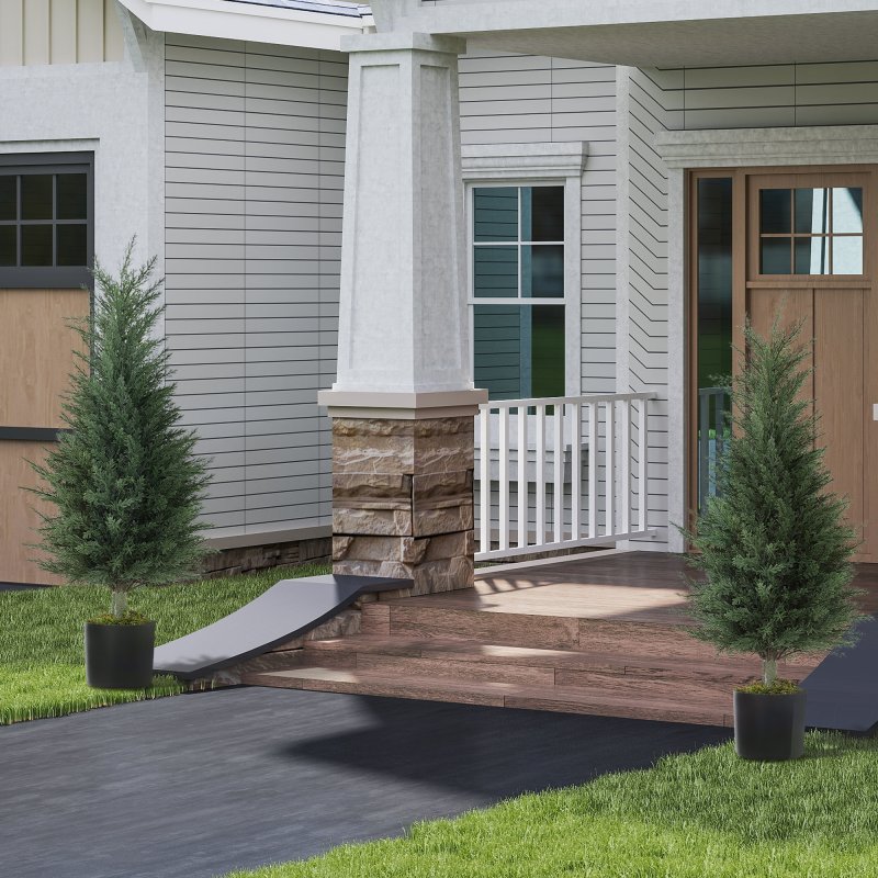 HOMCOM Set of 2 Decorative Artificial Plant, 90 cm Cypress Tree with 362 Leaves in Pot, UV-Resistant Plastic Fake Tree for Indoor Outdoor Home Office