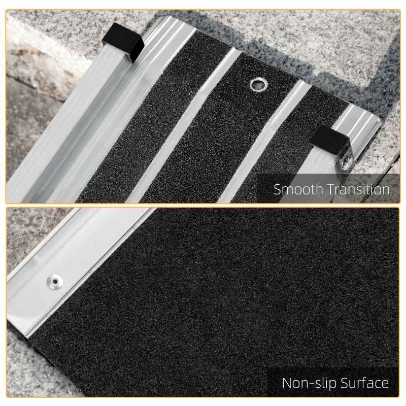 HOMCOM 2PCS Telescopic Wheelchair Ramps, 2.5-4FT/ 75-122cm, 270kg, Folding Aluminium Door Threshold Ramps for Home, Mobility Scooters, Doorways, Steps, Stairs, with Non-slip Surface, Carrying Bag