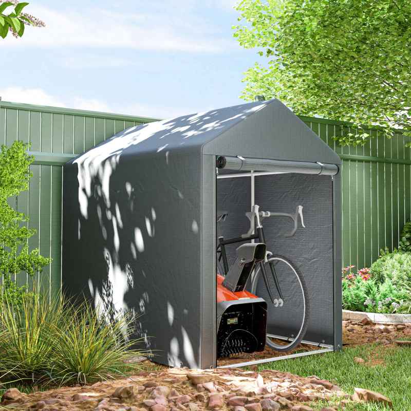 Outsunny 1.2 x 1.8m Garden Storage Shed Tent, Portable Shed Shelter with Galvanised Steel Frame and Large Door, for Motorbike, Garden Tools, Bike Storage