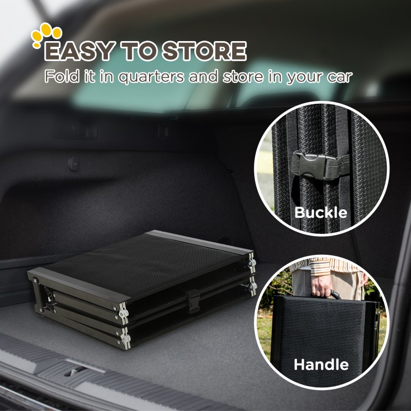 PawHut Folding Dog Ramp for Car for Extra Large Dogs, Portable Pet Ramp with Non-slip Surface, Aluminium Alloy Frame