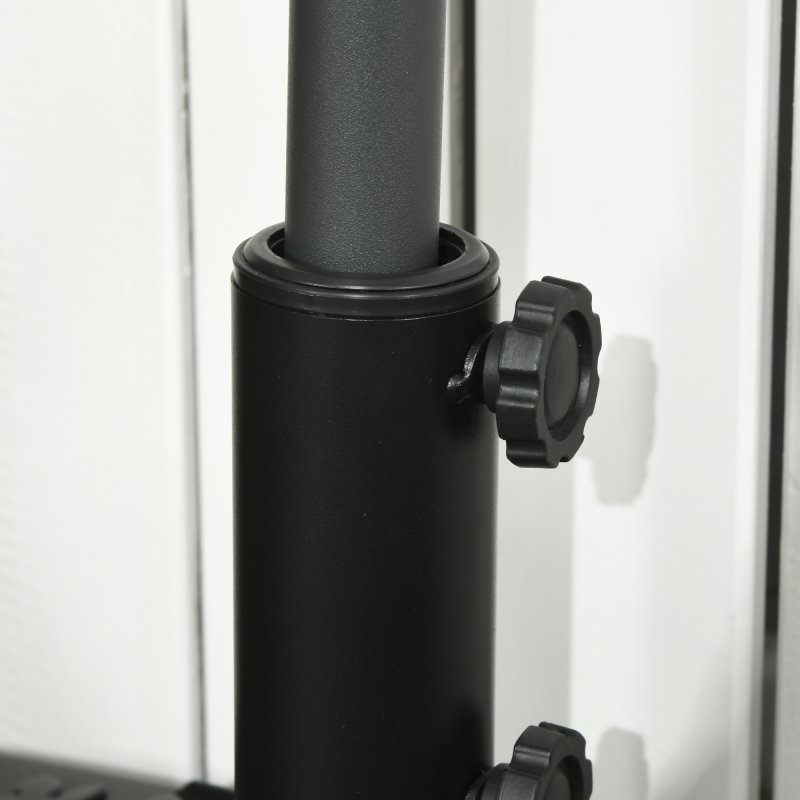 Outsunny Half Round Umbrella Base, Half Patio Parasol Stand Holder for Deck, Garden, 18 kg Capacity Water or 21 kg Capacity Sand, Fit 3.8 cm or 4.8 cm Pole, Black