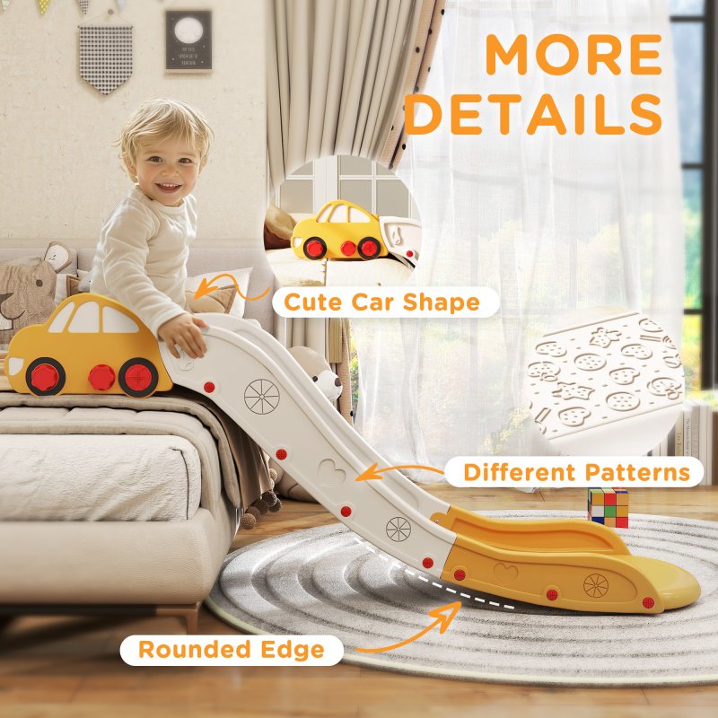 AIYAPLAY Kids Slide, Indoor Toddler Sofa Slide with Extended Length for Bed, Stairs, Easy to Assemble and Store, Yellow