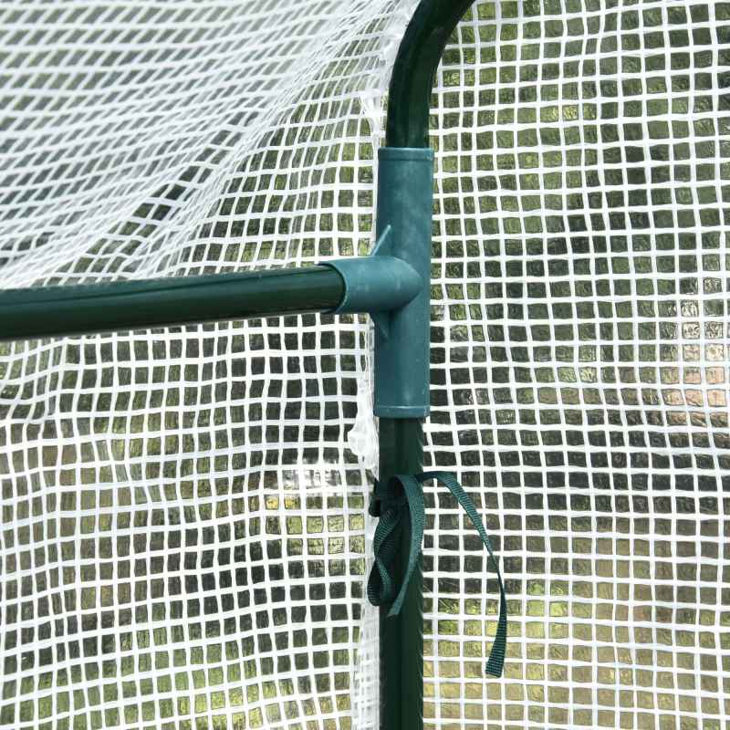 Outsunny Walk In Greenhouse with 2-Tier Shelves, Roll up Zip Panel Door, Garden Polytunnel Steeple Grow House for Outdoor, 6 x 4 x 6ft White