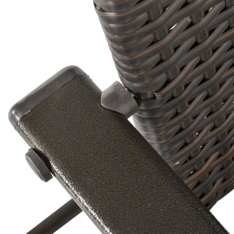 Outsunny Folding Garden Chairs Set of 4, PE Rattan Garden Dining Chairs with Armrests, High Back and Steel Frame, Weather Resistant Outdoor Dining Furniture for Patio, Balcony, Brown