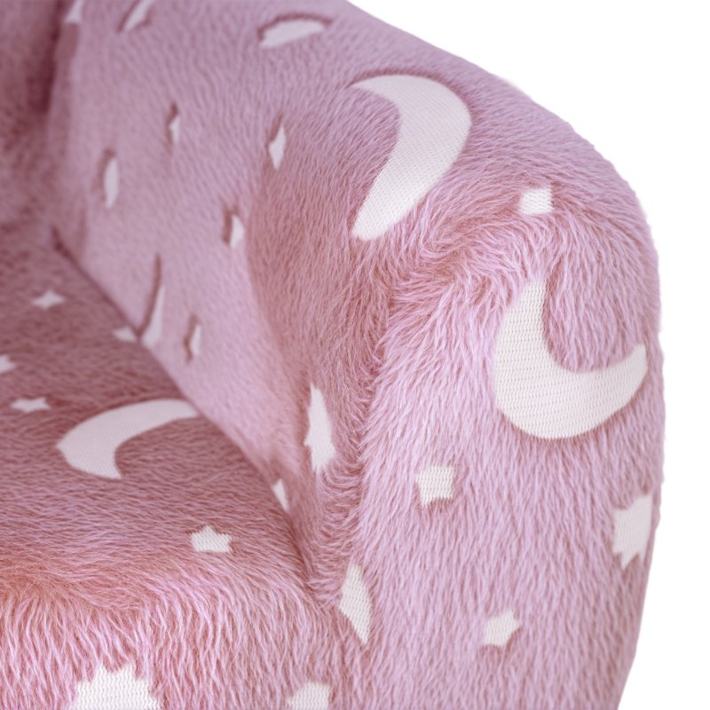 AIYAPLAY Kids Armchair, Glow in the Dark Single Chair with Star Design, Upholstered Toddler Tub Chair for Bedroom, Playroom, Kid Room, Pink