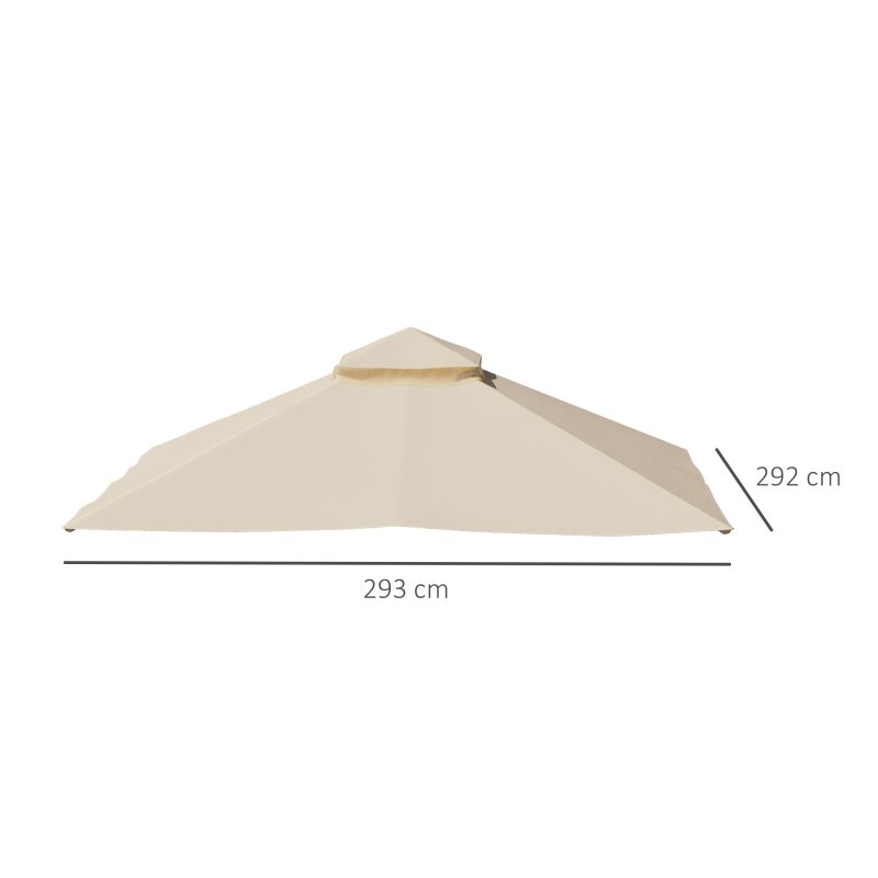 Outsunny 3x3(m) Replacement Gazebo Canopy, Double Tier Roof Top for Garden, Patio, Outdoor, Beige (TOP ONLY)