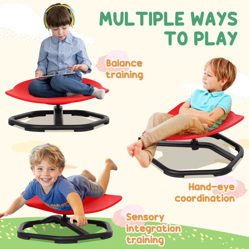 AIYAPLAY Sensory Spinning Chair, Kids Swivel Chair for Coordination, Balance, Red