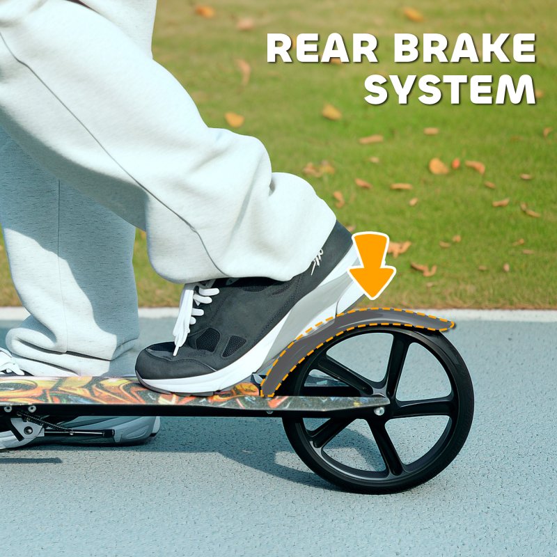 AIYAPLAY Kids Scooter, Foldable Kick Scooter with Adjustable Handlebar, 200mm Big Wheel, Rear Fender Brake, Gift for Ages 6-12 Years, Boys and Girls, Black