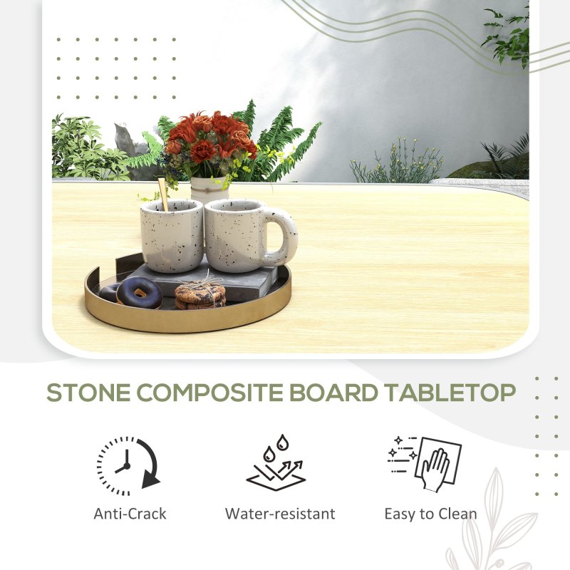 Outsunny 4 Seater Rattan Cube Garden Furniture Set with Cushions, Square Garden Dining Set with Stone Composite Board Top Table, Wicker Outdoor Table and Chairs, Grey