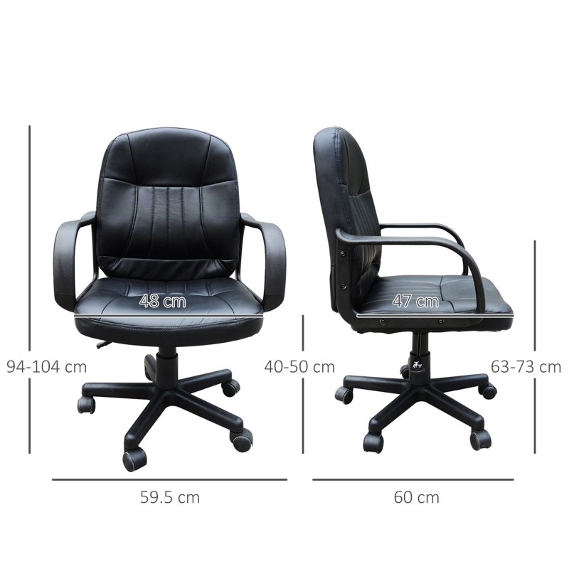 HOMCOM Swivel Executive Office Chair, PU Leather Computer Desk Chair with Adjustable Height, Wheels