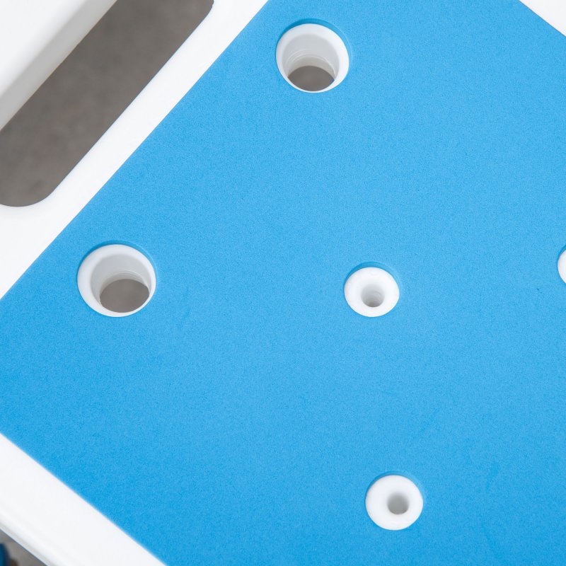 HOMCOM Shower Chair for the Elderly and Disabled, Adjustable Padded Shower Stool with Built-in Handle and Non-slip Suction Foot Pads