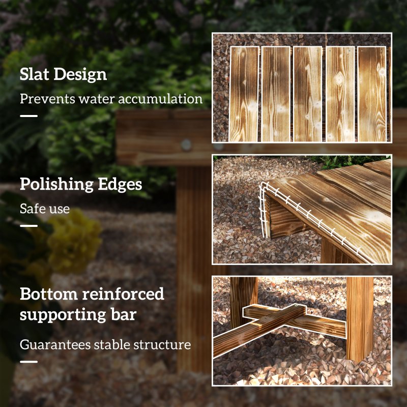 Outsunny 1 Piece 2-seater Outdoor Indoor Wooden Garden Bench Fir Patio Loveseat, 110L x 38W x 35Hcm, Carbonised