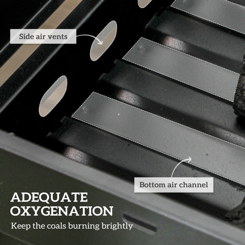 Outsunny Portable Charcoal Grill with Pull-Out Charcoal Basin, Folding Tabletop Barbecue, Compact Camping BBQ, Galvanised Metal, 73 x 20 x 35 cm, Black