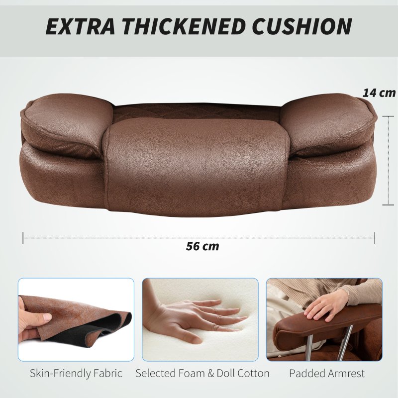 HOMCOM Executive Office Chair, Leathaire Reclining Computer Desk Chair with Lumbar Support Pillow, Built-in Headrest, High Back, Footrest, Silent Swivel Wheels, Armrest for Home, Dark Brown