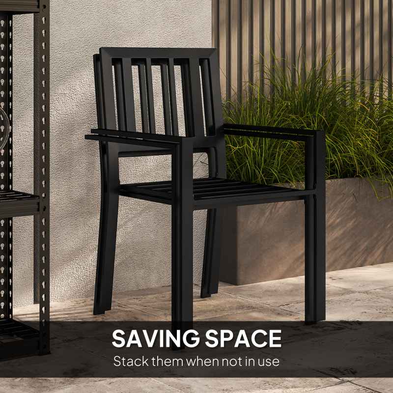Outsunny 3 Piece Patio Bistro Set, Garden Dining Set with Plastic Top, 2 Stackable Chairs, Galvanised Steel Frame, Outdoor Dining Set for Balcony, Deck, Grey