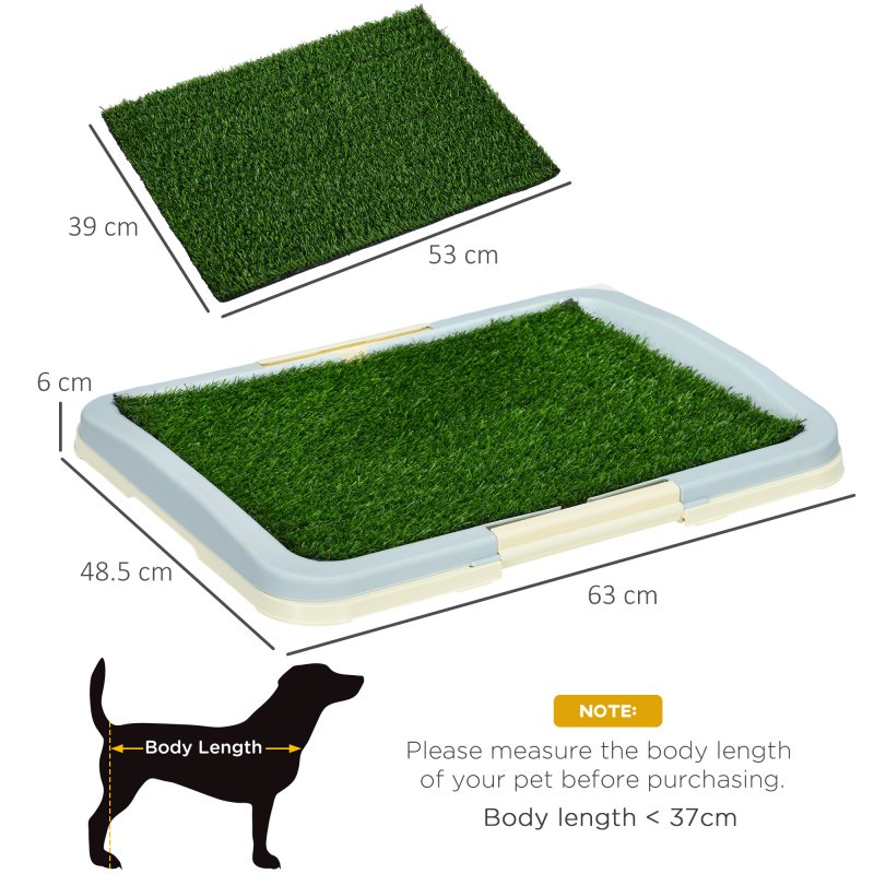 PawHut Dog Toilet, Puppy Training Pad Indoor, Portable Puppy Pad with Artificial Grass, Grid Panel, Tray, 63 x 48.5cm