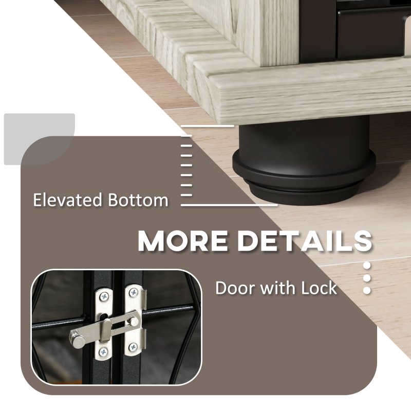 PawHut Dog Crate Furniture, Dog Cage End Table with Large Top, Soft Washable Cushion, Lockable Front Door, Wire Mesh Ventilation, Indoor Pet Crate for Extra Large Sized, 118 x 75 x 82cm - Grey