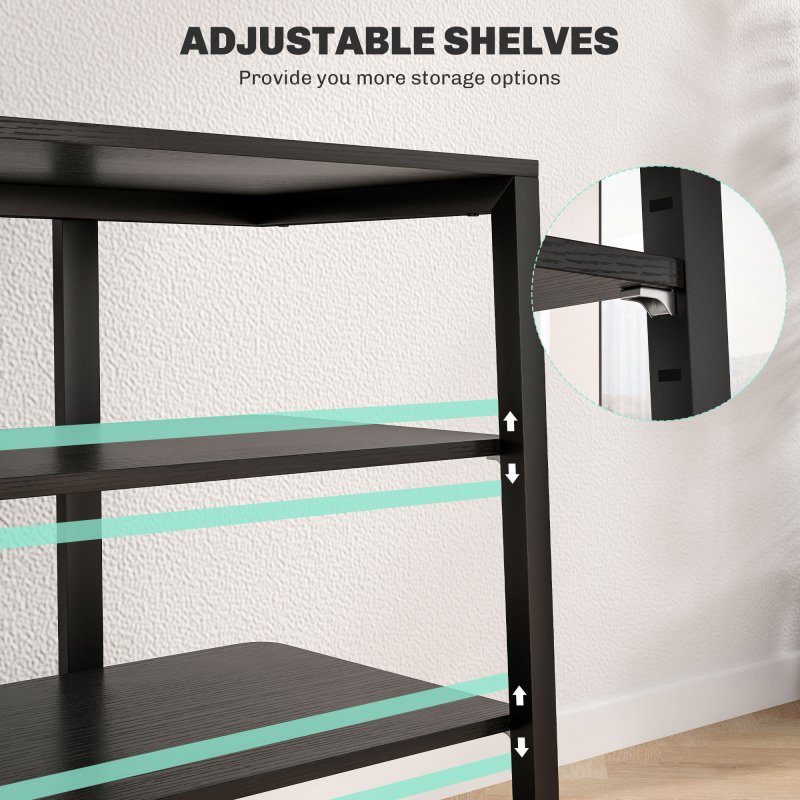 HOMCOM HiFi Stand, 4-Tier Media Storage Shelf with Adjustable Shelves, Power Strip Rack for Router, Record Player, Printer, Industrial TV Stand for up to 28 Inch TVs