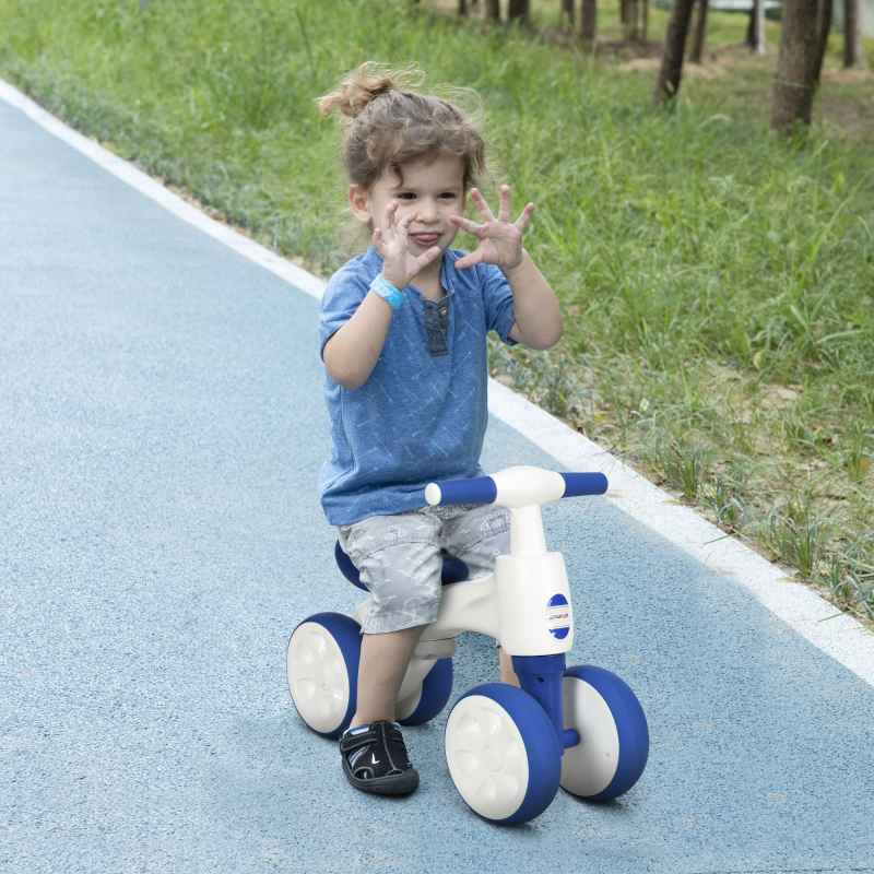 AIYAPLAY Baby Balance Bike, Lightweight First Training Bike, with Anti-Slip Handlebars, Four Wheels, No Pedals, for Ages 18-36 Months - Blue
