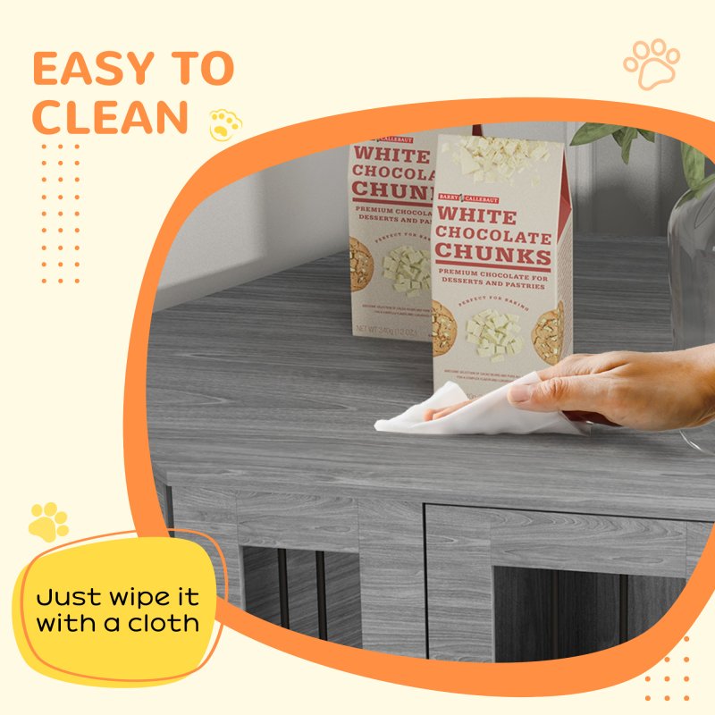 PawHut Dog Crate Furniture, Side Table Dog Kennel with Cushion, Large Door, for Medium Dogs - Grey