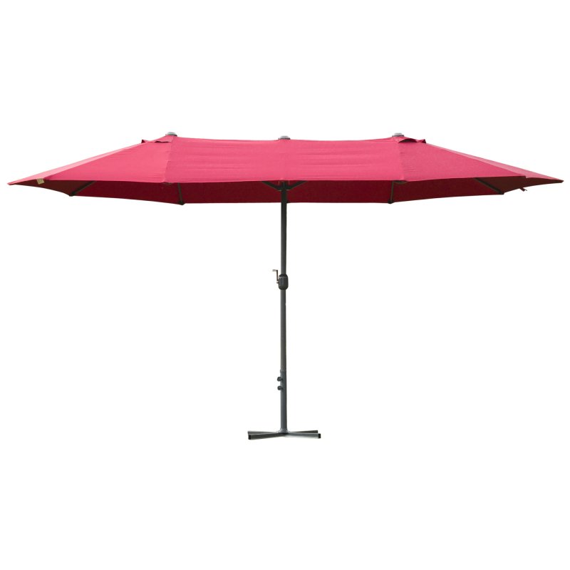 Outsunny 4.6m Garden Parasol Double-Sided Sun Umbrella Patio Market Shelter Canopy Shade Outdoor with Cross Base - Red