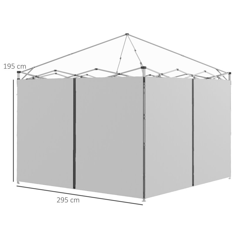 Outsunny Gazebo Side Panels with Zipped Doors, for 3x3 m or 3x6 m Pop Up Gazebo, 2 Pack Sides Replacement, Light Grey